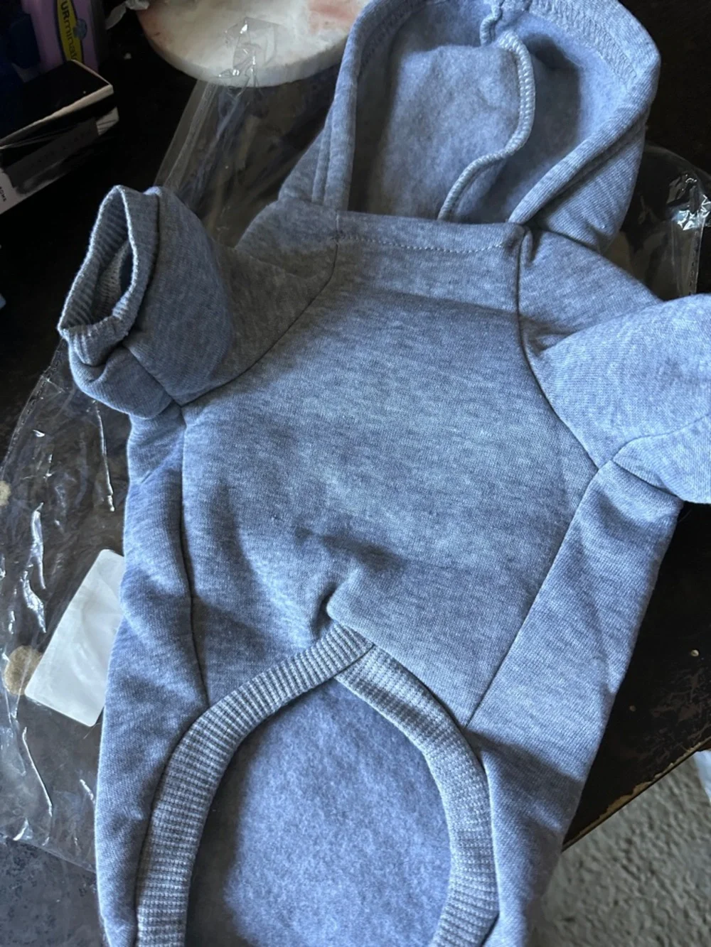 Gray Pet Hoodie with White Logo